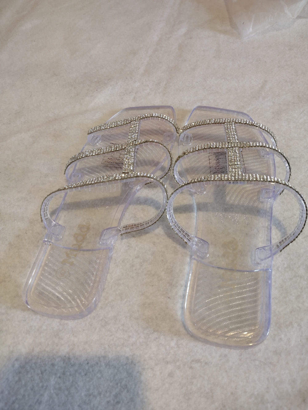 Mudd Clear Rhinestone Strappy Slide Sandals In A Size 6